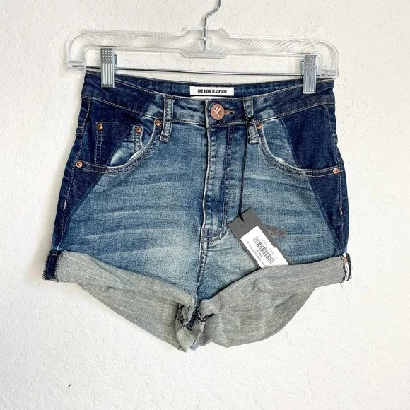One Teaspoon Harlets Denim Shorts Superstar Blue Size 26